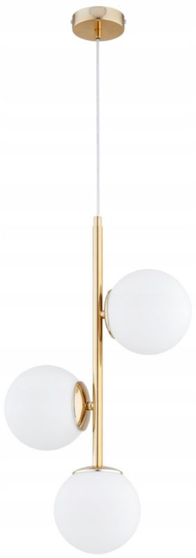 Lampa Wisząca Sufitowa Elko-Lighting Zwis 1-Punktowy Owal  Złota Białe Szklane Kule MIlo E27 1 szt