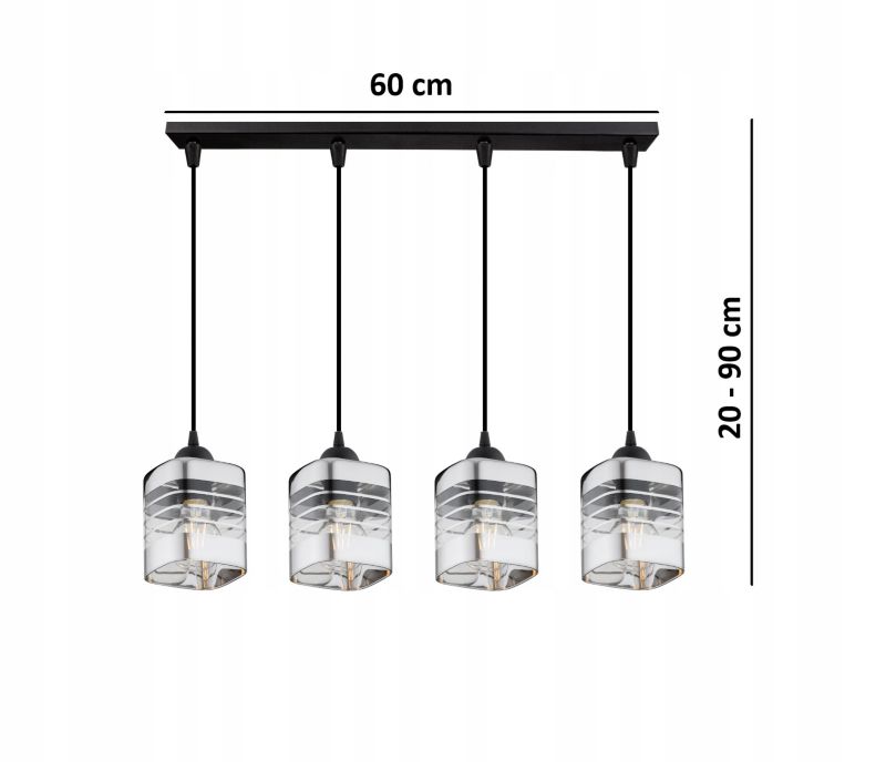 Lampa Wisząca Sufitowa Elko-Lighting Zwis 4-Punktowy Linea E27 czarny 1 szt