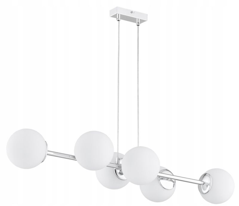 Lampa Wisząca Sufitowa Elko-Lighting Zwis 6-Punktowa Milo Chrom Kule Białe E27 srebrny 1 szt