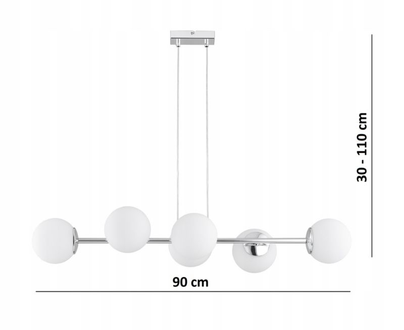 Lampa Wisząca Sufitowa Elko-Lighting Zwis 6-Punktowa Milo Chrom Kule Białe E27 srebrny 1 szt