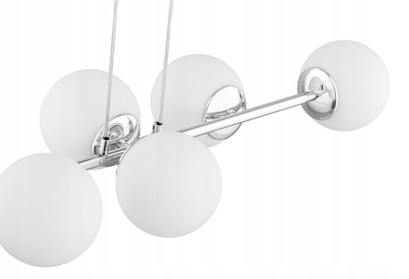 Lampa Wisząca Sufitowa Elko-Lighting Zwis 6-Punktowa Milo Chrom Kule Białe E27 srebrny 1 szt