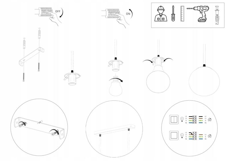 Lampa Wisząca Sufitowa Elko-Lighting Zwis 6-Punktowa Milo Chrom Kule Białe E27 srebrny 1 szt