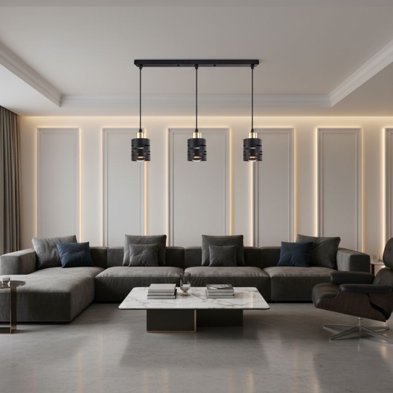 Lampa wisząca sufitowa MasterLED Elen 3x E27 LED stylowa oprawa czarna złota 1 szt.
