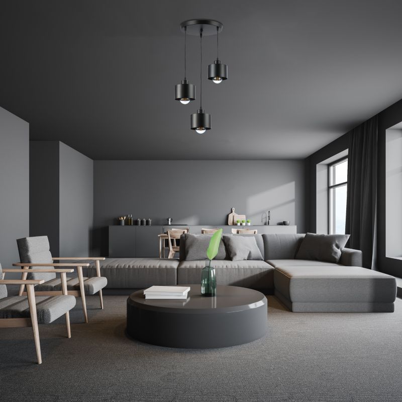 Lampa wisząca sufitowa MasterLED Elza 3x LED E27 żyrandol loft IP20 stalowa czarna 1 szt.