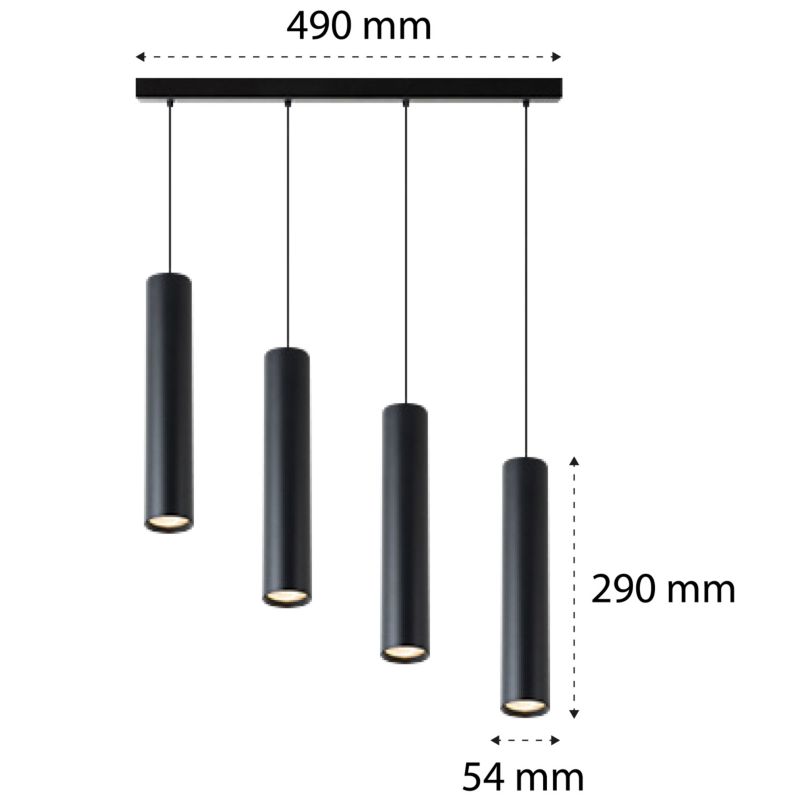 Lampa wisząca sufitowa MasterLED Keon 4-punktowa LED GU10 loft punktowa 131 cm IP20 czarna 1 szt.