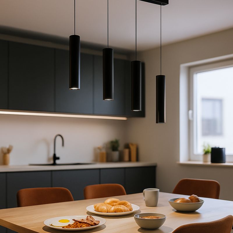 Lampa wisząca sufitowa MasterLED Keon 4-punktowa LED GU10 loft punktowa 131 cm IP20 czarna 1 szt.