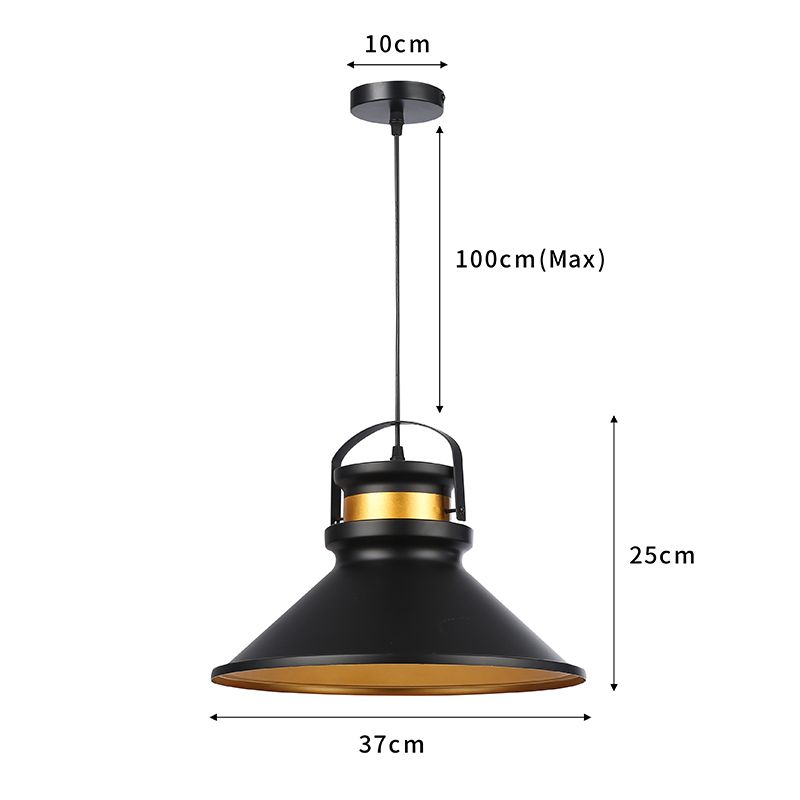 Lampa wisząca sufitowa MasterLED Tao E27 klosz 37 cm IP20 czarna + miedź + złoto 1 szt.