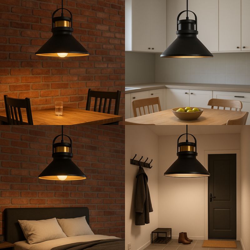 Lampa wisząca sufitowa MasterLED Tao E27 klosz 37 cm IP20 czarna + miedź + złoto 1 szt.