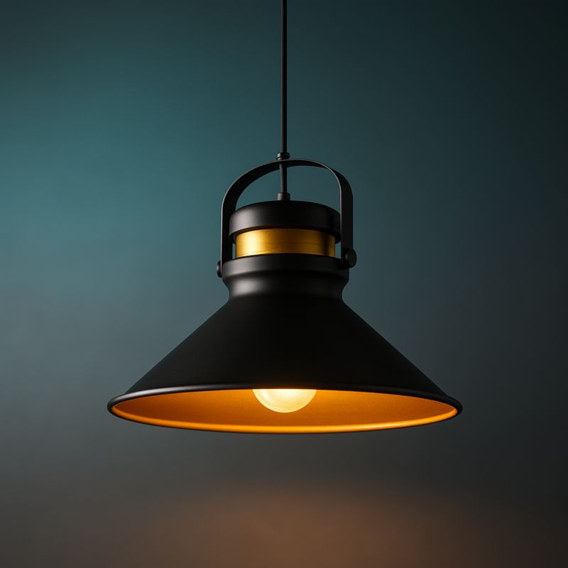 Lampa wisząca sufitowa MasterLED Tao E27 klosz 37 cm IP20 czarna + miedź + złoto 1 szt.