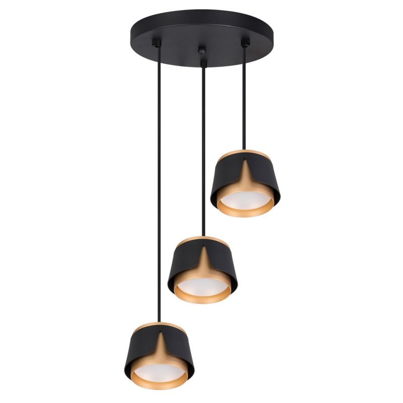 Lampa wisząca sufitowa XUDO 3-punktowa GX53 LED 1m Czarno-Złota Okrągła 1 szt.