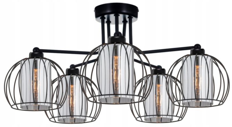 Lampa Wisząca SufitowaElko-Lighting 5-Punktowa Viron E27 czarny 1 szt