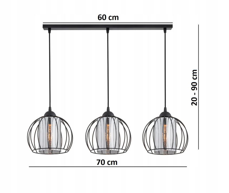Lampa Wisząca SufitowaElko-Lighting Zwis 3-Punktowy Listwa Viron E27 czarny 1 szt
