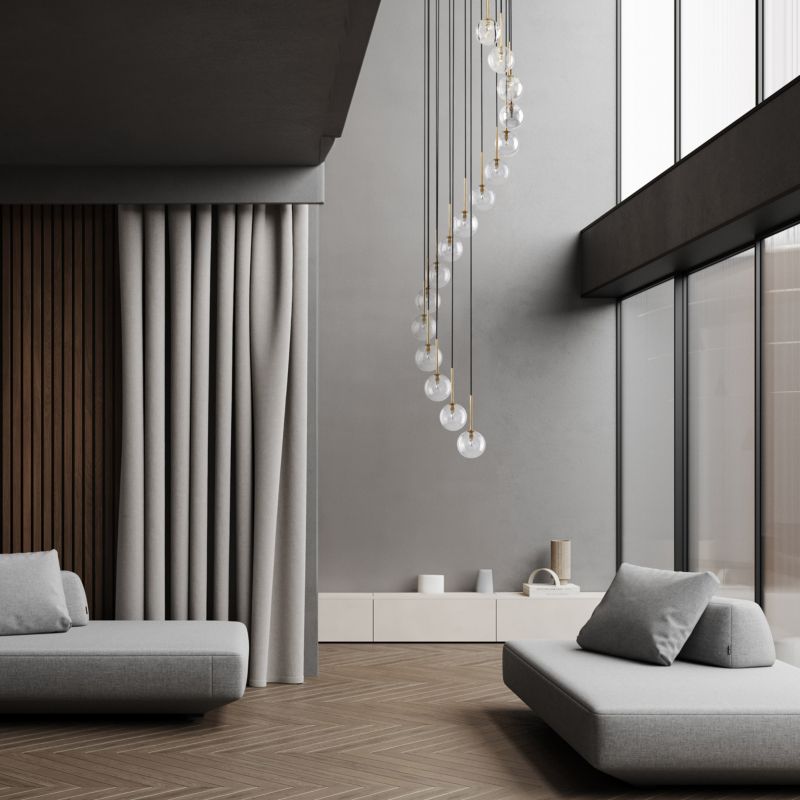 Lampa wisząca Tk-Lighting Aurora przedpokój salon szklane kulki wiszące na różnych wyokościach - 1szt.