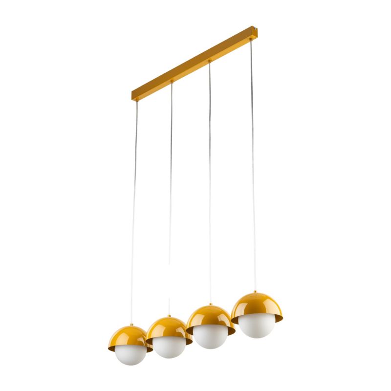 Lampa wisząca TK-Lighting Bono Ochra 4 Listwa zółte klosze mleczne kule 1 szt.