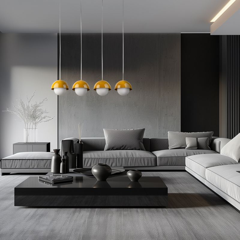 Lampa wisząca TK-Lighting Bono Ochra 4 Listwa zółte klosze mleczne kule 1 szt.