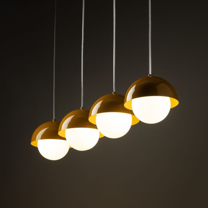 Lampa wisząca TK-Lighting Bono Ochra 4 Listwa zółte klosze mleczne kule 1 szt.