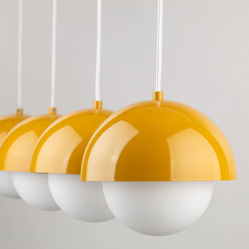 Lampa wisząca TK-Lighting Bono Ochra 4 Listwa zółte klosze mleczne kule 1 szt.