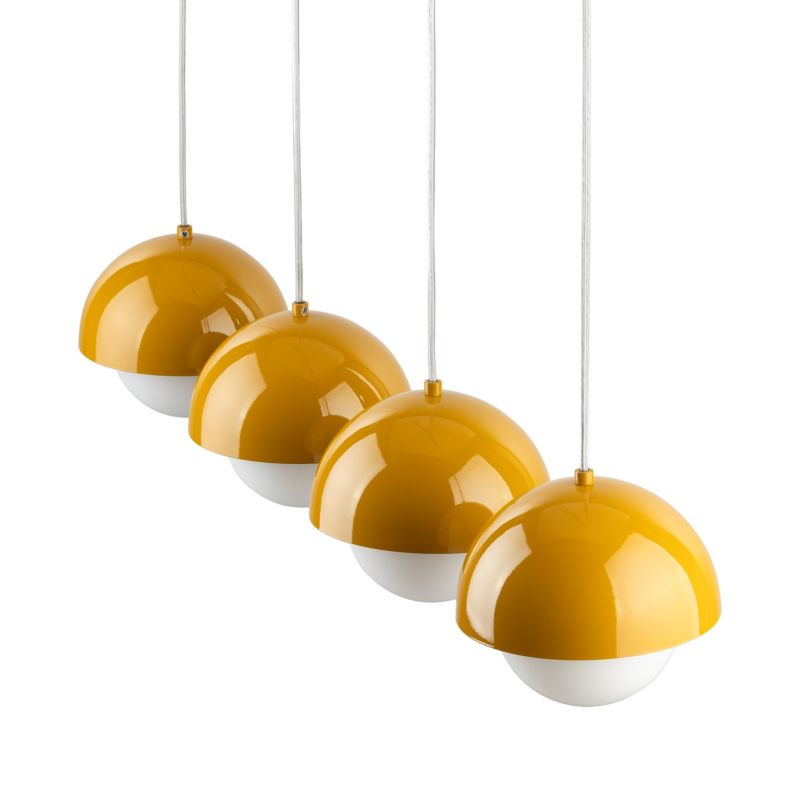 Lampa wisząca TK-Lighting Bono Ochra 4 Listwa zółte klosze mleczne kule 1 szt.