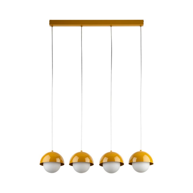 Lampa wisząca TK-Lighting Bono Ochra 4 Listwa zółte klosze mleczne kule 1 szt.