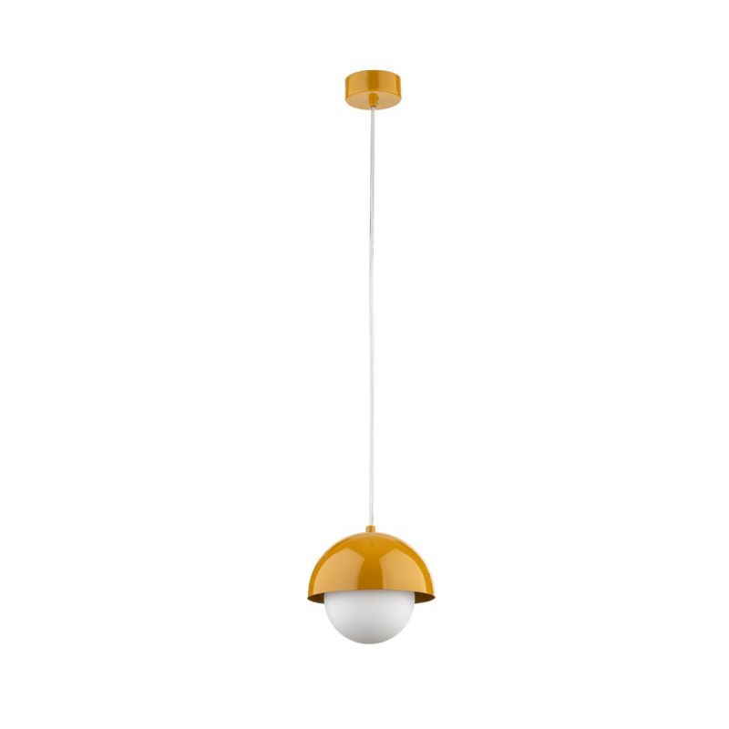 Lampa wisząca TK-Lighting Bono Ochra żóta kula metalowa klosz mleczny - 1szt.