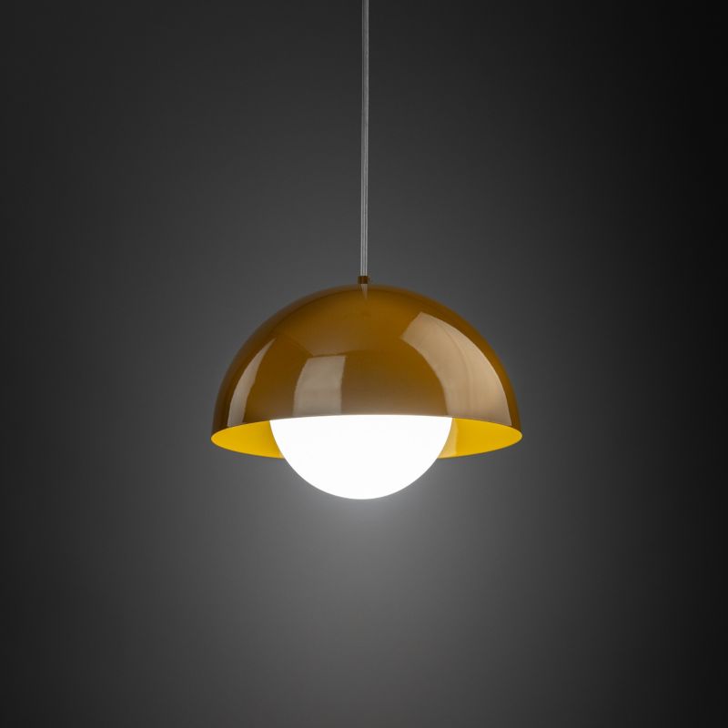 Lampa wisząca Tk-Lighting Bono Ochra żółta metalowa kulka szklana biała dyskretne rozproszone światło - 1szt.