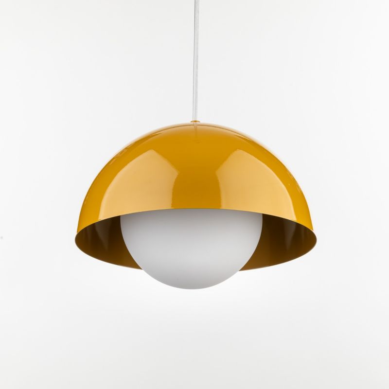 Lampa wisząca Tk-Lighting Bono Ochra żółta metalowa kulka szklana biała dyskretne rozproszone światło - 1szt.