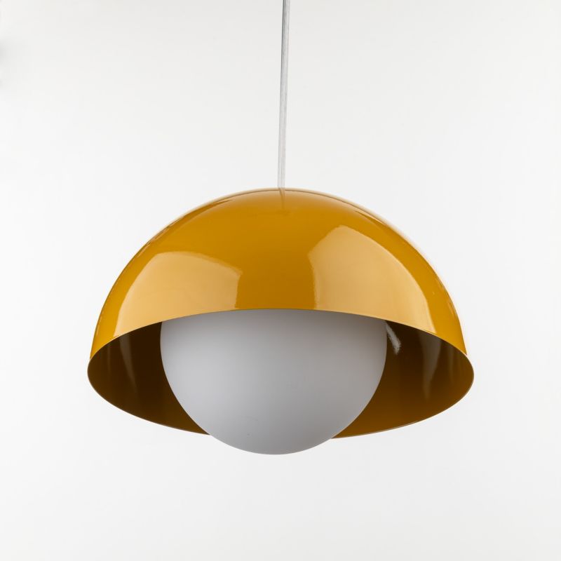 Lampa wisząca Tk-Lighting Bono Ochra żółta metalowa kulka szklana biała dyskretne rozproszone światło - 1szt.