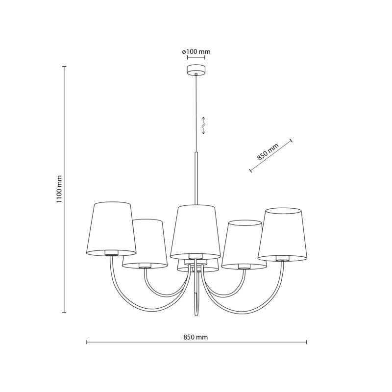Lampa Wisząca Tk-Lighting Candi Sabia 6Xe27 beżowy żyrandol klasyczny - 1szt.