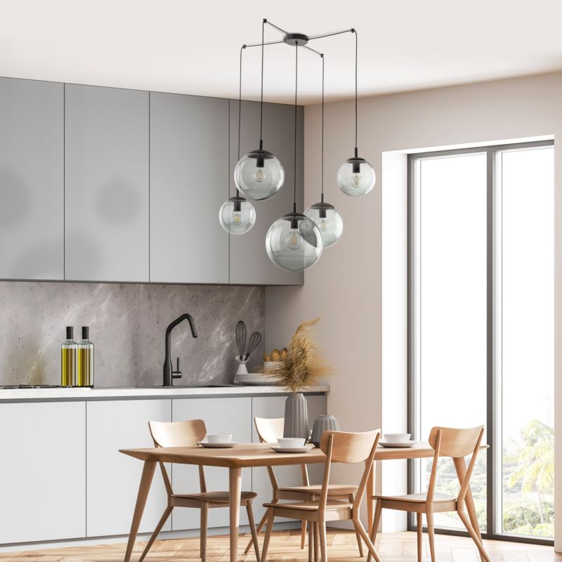 Lampa wisząca TK-Lighting Esme Grafitowe klosze pająk 5x E27 - 1szt.