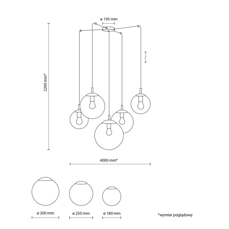 Lampa wisząca TK-Lighting Esme Grafitowe klosze pająk 5x E27 - 1szt.