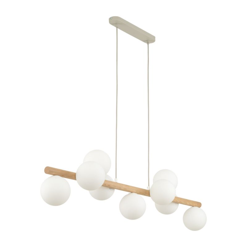 Lampa wisząca TK-Lighting Estera Wood 9x kulki mleczne drewniana belka - 1 szt.