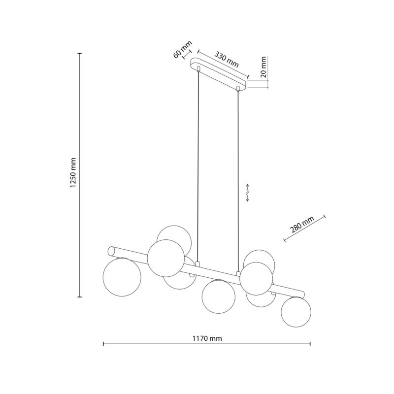 Lampa wisząca TK-Lighting Estera Wood 9x kulki mleczne drewniana belka - 1 szt.