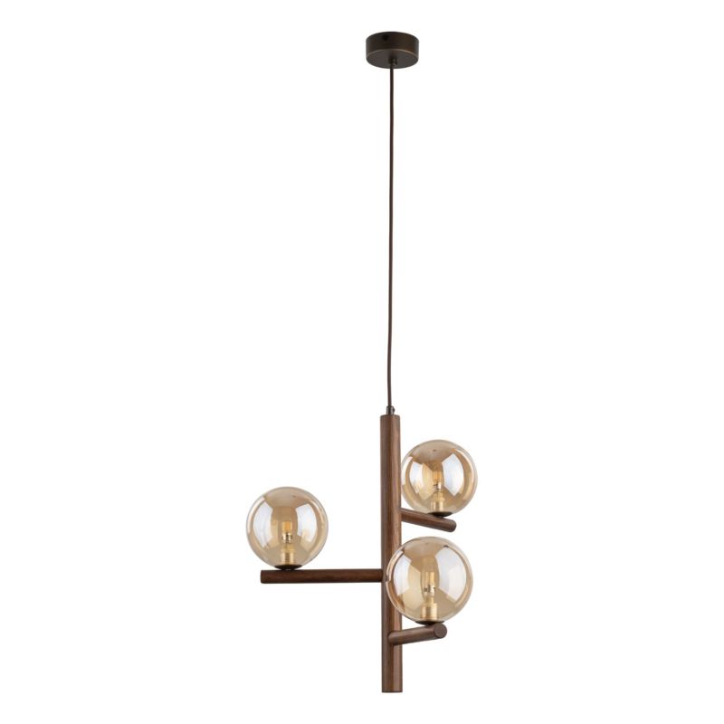 Lampa wisząca TK Lighting Estera Wood Orzech Bursztyn 3Xg9 -1szt.