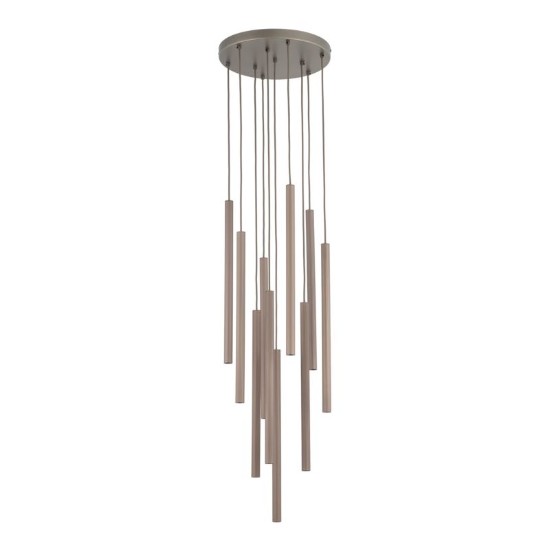Lampa wisząca Tk Lighting Ferro na kole brązowa tytan ryflowana metalowa tuba sopel rurka 10X g9 - 1szt.