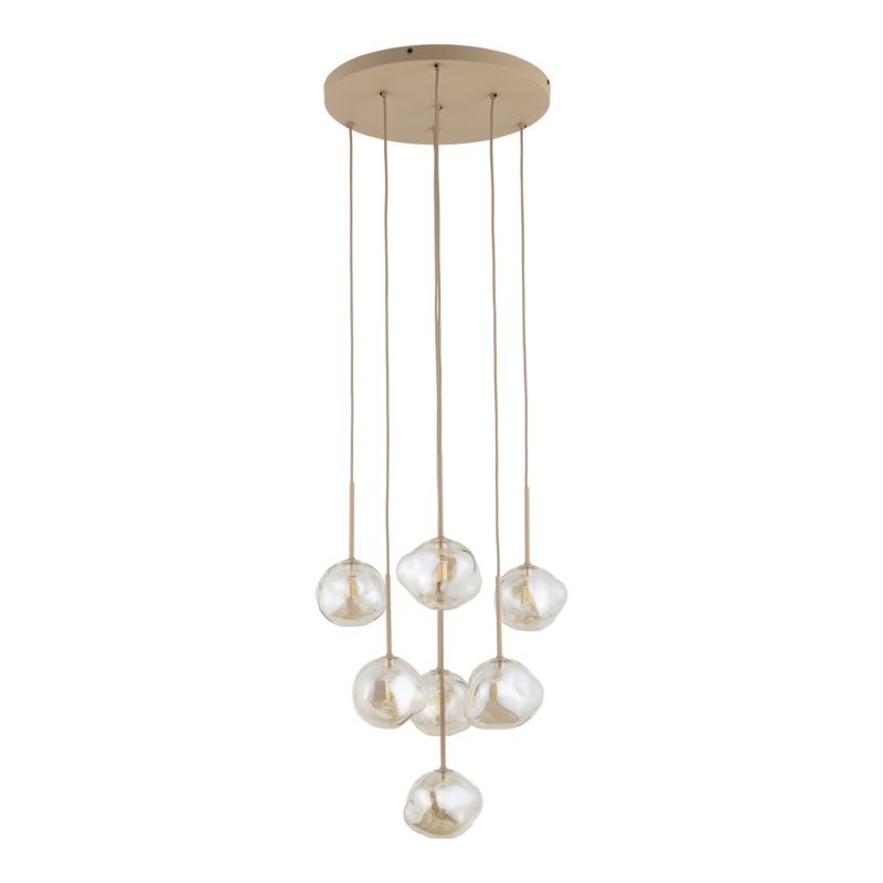 Lampa wisząca TK Lighting LAVA beżowa 7xg9 sabia na kole klosze szklane o nieregularnych kształtach -1szt.