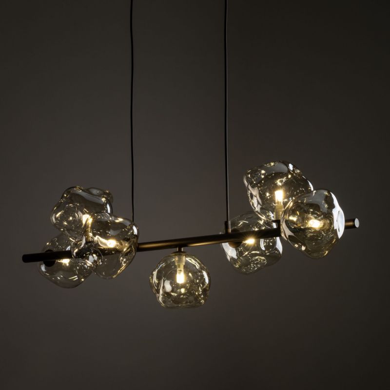 Lampa wisząca Tk-Lighting Lava brązowa belka klosze nieregularne - 1 szt.