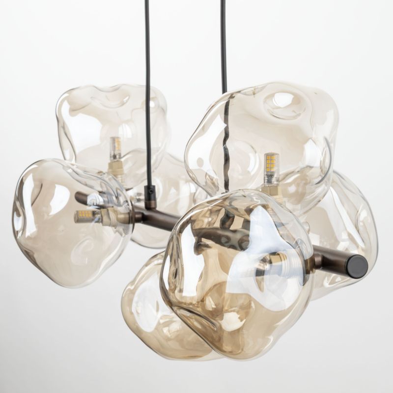 Lampa wisząca Tk-Lighting Lava brązowa belka klosze nieregularne - 1 szt.