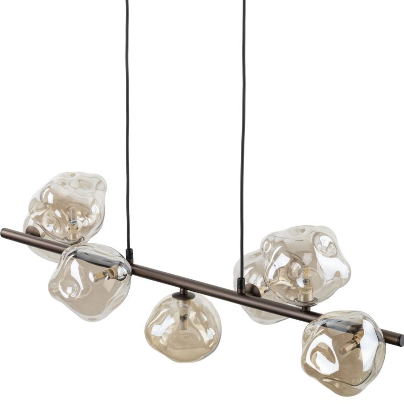 Lampa wisząca Tk-Lighting Lava brązowa belka klosze nieregularne - 1 szt.