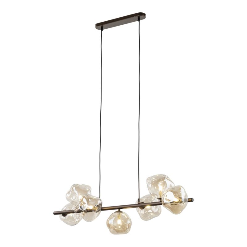 Lampa wisząca Tk-Lighting Lava brązowa belka klosze nieregularne - 1 szt.