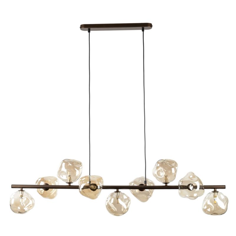 Lampa wisząca Tk-Lighting Lava brązowa belka klosze nieregularne  - 1szt.