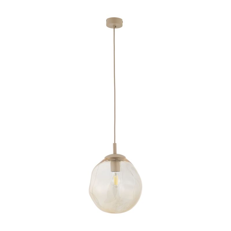 Lampa Wisząca TK Lighting Lava M Sabia beżowa klosz nieregularny słomkowy -1szt.