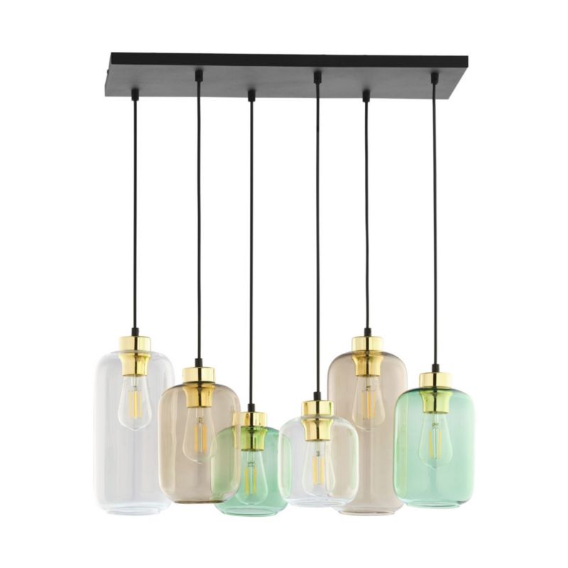 Lampa wisząca TK-Lighting Marco multikolor i czarny wym: 130 x 31 x 66 cm 6xE27 x  szkło 1 szt.