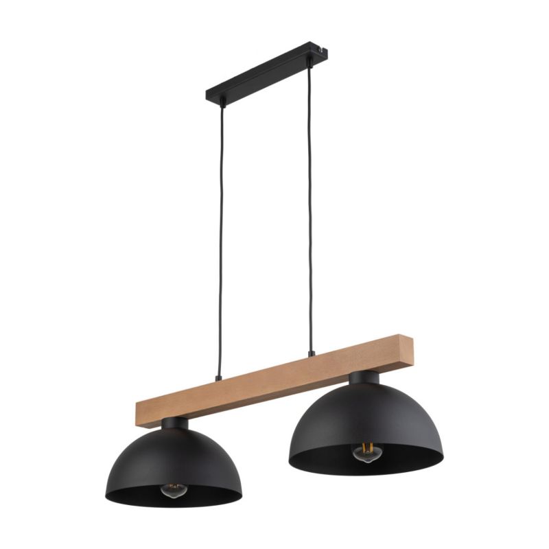 Lampa wisząca TK-Lighting Oslo 7110 czarna-jasne drewno nad stół 2xE27 x 15W 1 szt.