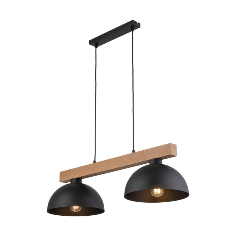Lampa wisząca TK-Lighting Oslo 7110 czarna-jasne drewno nad stół 2xE27 x 15W 1 szt.
