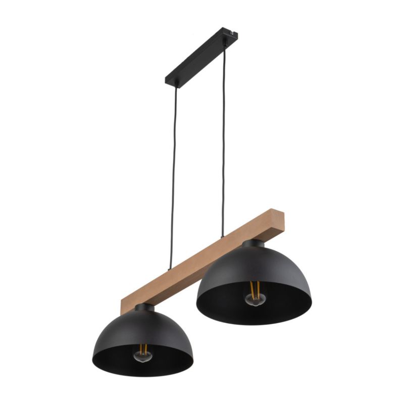 Lampa wisząca TK-Lighting Oslo 7110 czarna-jasne drewno nad stół 2xE27 x 15W 1 szt.