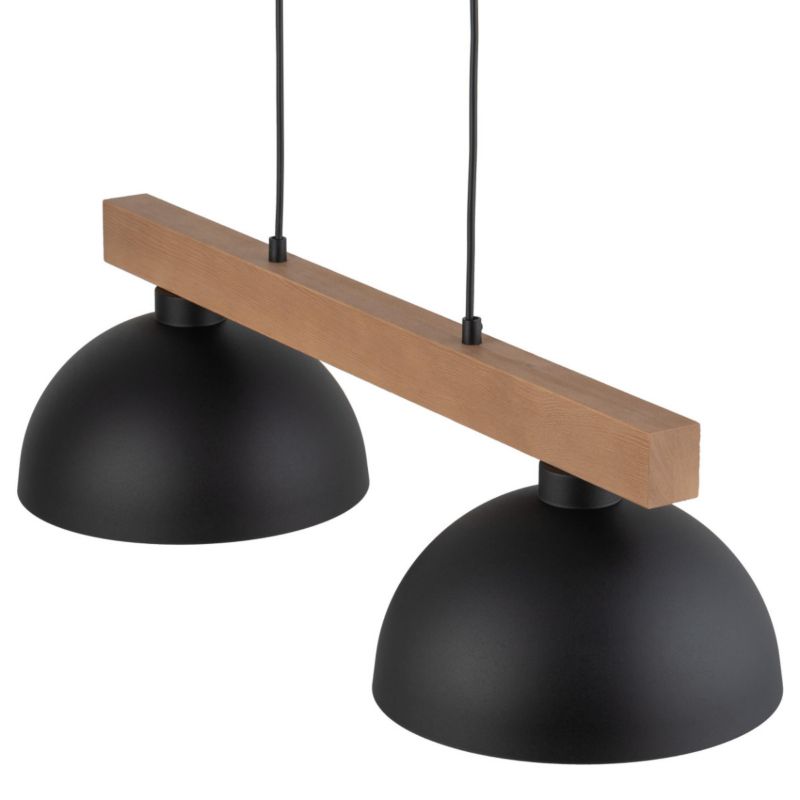 Lampa wisząca TK-Lighting Oslo 7110 czarna-jasne drewno nad stół 2xE27 x 15W 1 szt.