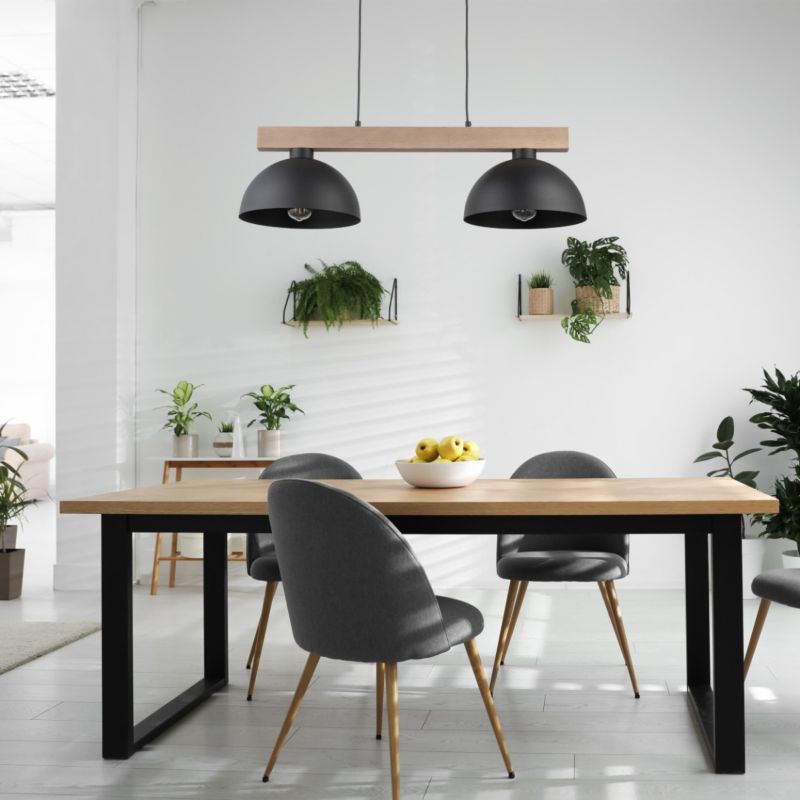 Lampa wisząca TK-Lighting Oslo 7110 czarna-jasne drewno nad stół 2xE27 x 15W 1 szt.