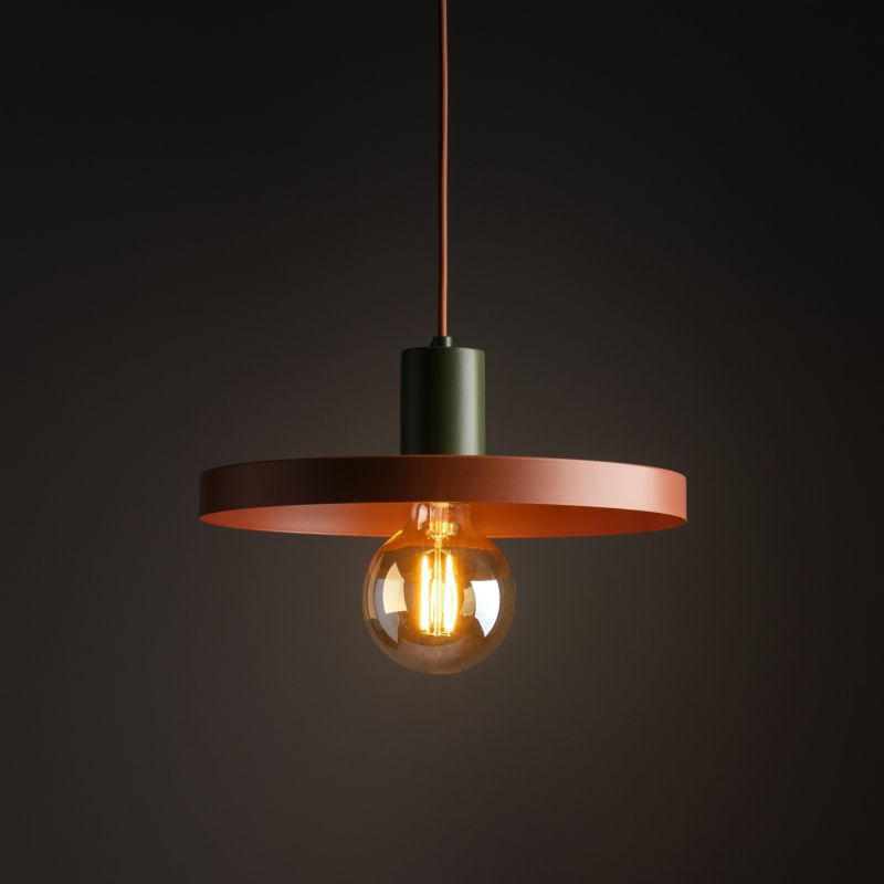Lampa Wisząca Tk-Lighting Sila Green Brick daszek ceglany czerwony zielony E27 - 1szt.