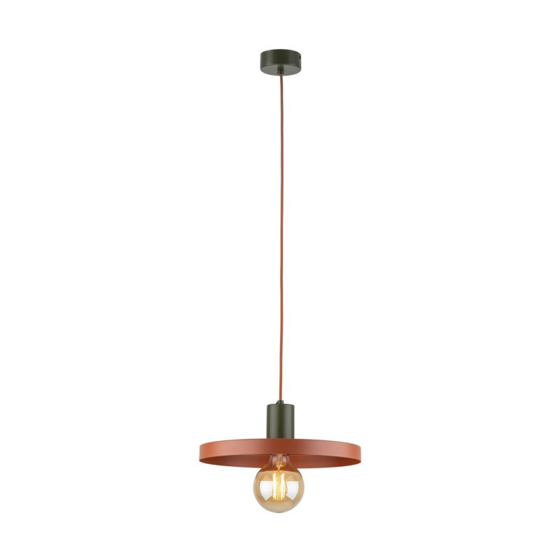 Lampa Wisząca Tk-Lighting Sila Green Brick daszek ceglany czerwony zielony E27 - 1szt.