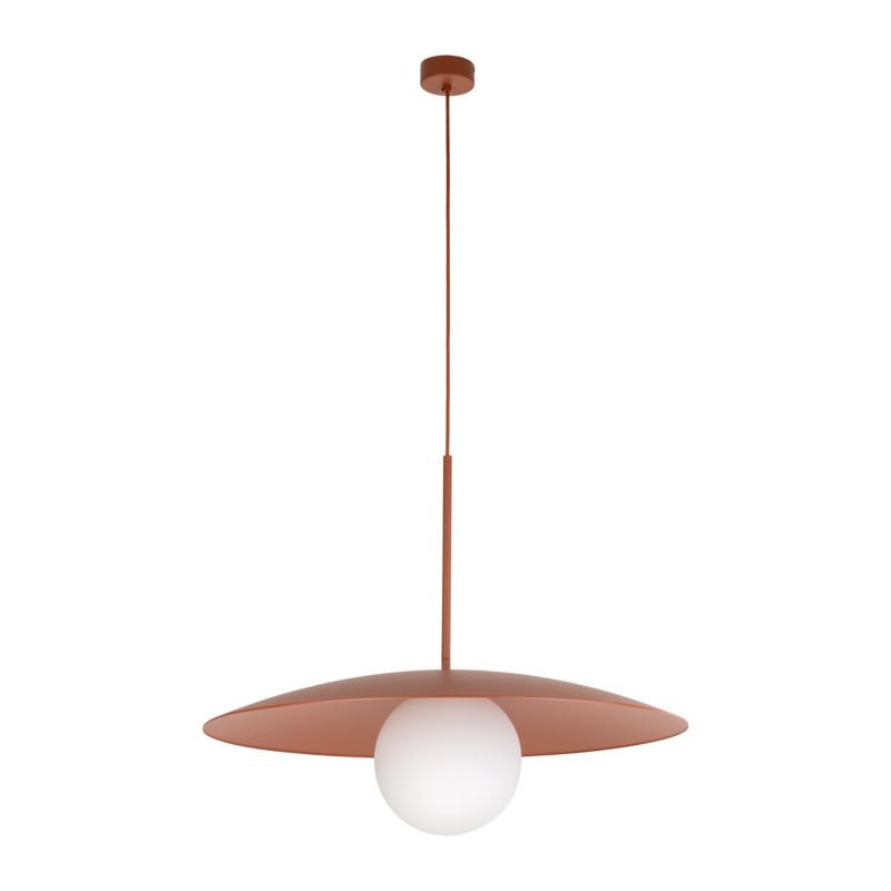 Lampa Wisząca Tk-Lighting Slate Brick Glass ceglany czerwony daszek talerz kulka klosz biały - 1szt.